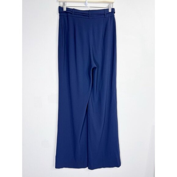 Aritzia Babaton Navy Blue Quillian Front Tie Wide Leg Trouser Pant - Picture 3 of 11